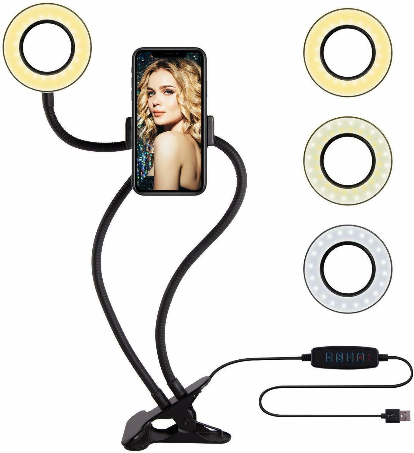 PINZA TAVOLO PORTA CELLULARE ANELLO LUMINOSO LED FLESSIBILE FOTO VIDEO TIKTOK